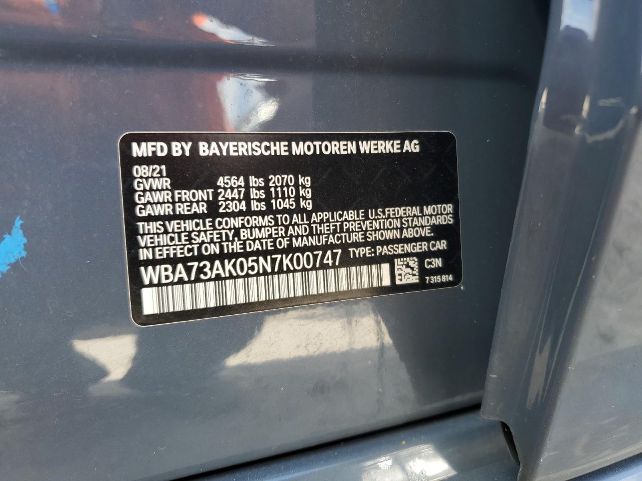 2022 BMW 228Xi VIN: WBA73AK05N7K00747 Lot: 82479325