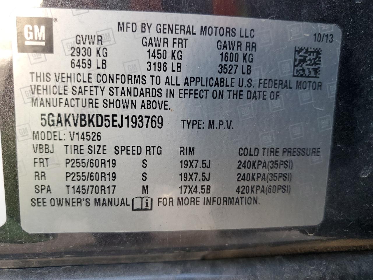 2014 Buick Enclave VIN: 5GAKVBKD5EJ193769 Lot: 84760935