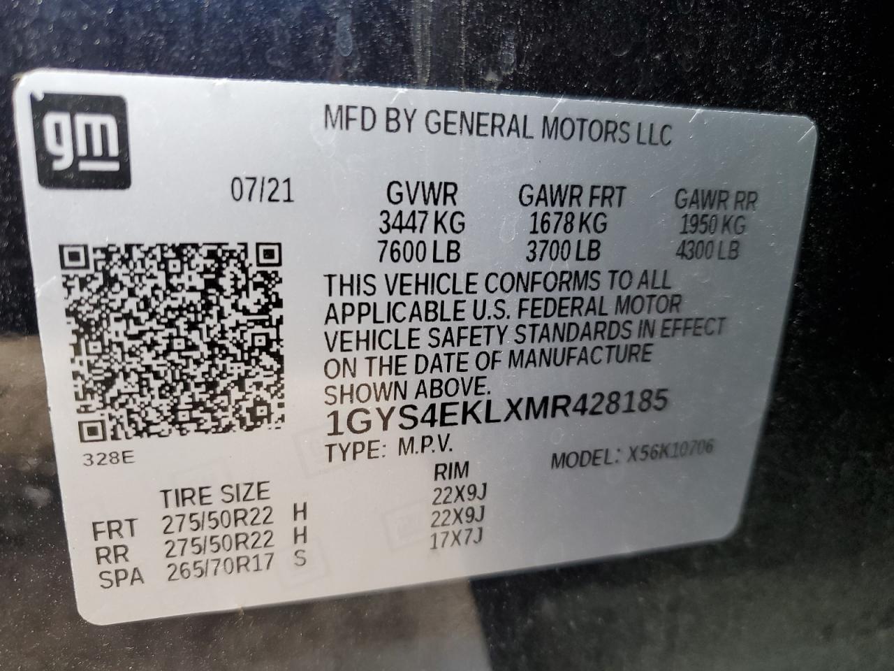 2021 Cadillac Escalade Sport VIN: 1GYS4EKLXMR428185 Lot: 82486055