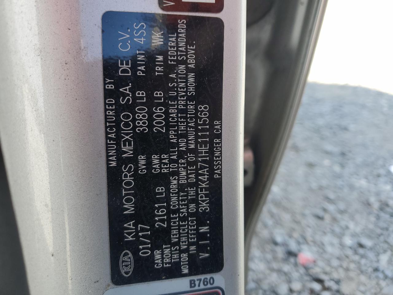 2017 Kia Forte Lx VIN: 3KPFK4A71HE111568 Lot: 81911935