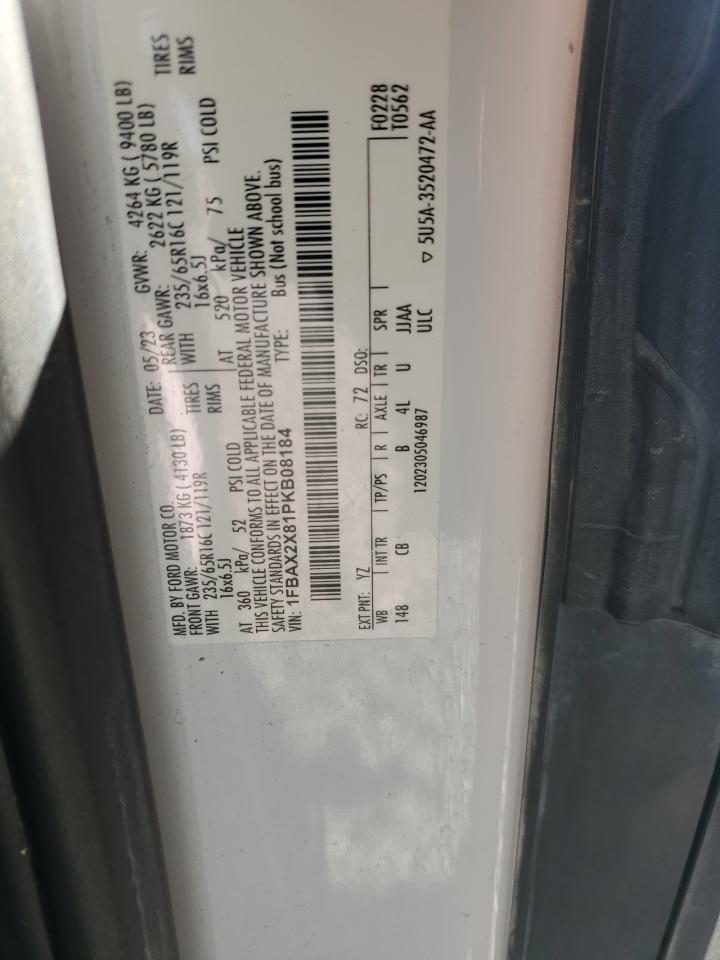 2023 Ford Transit T-350 VIN: 1FBAX2X81PKB08184 Lot: 86515935