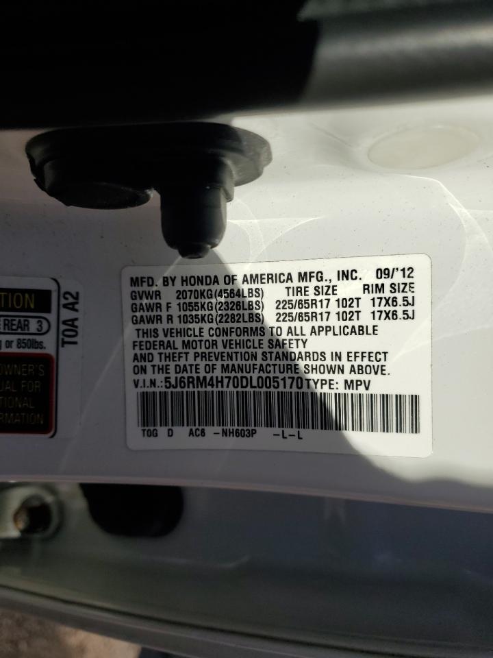 2013 Honda Cr-V Exl VIN: 5J6RM4H70DL005170 Lot: 85873455