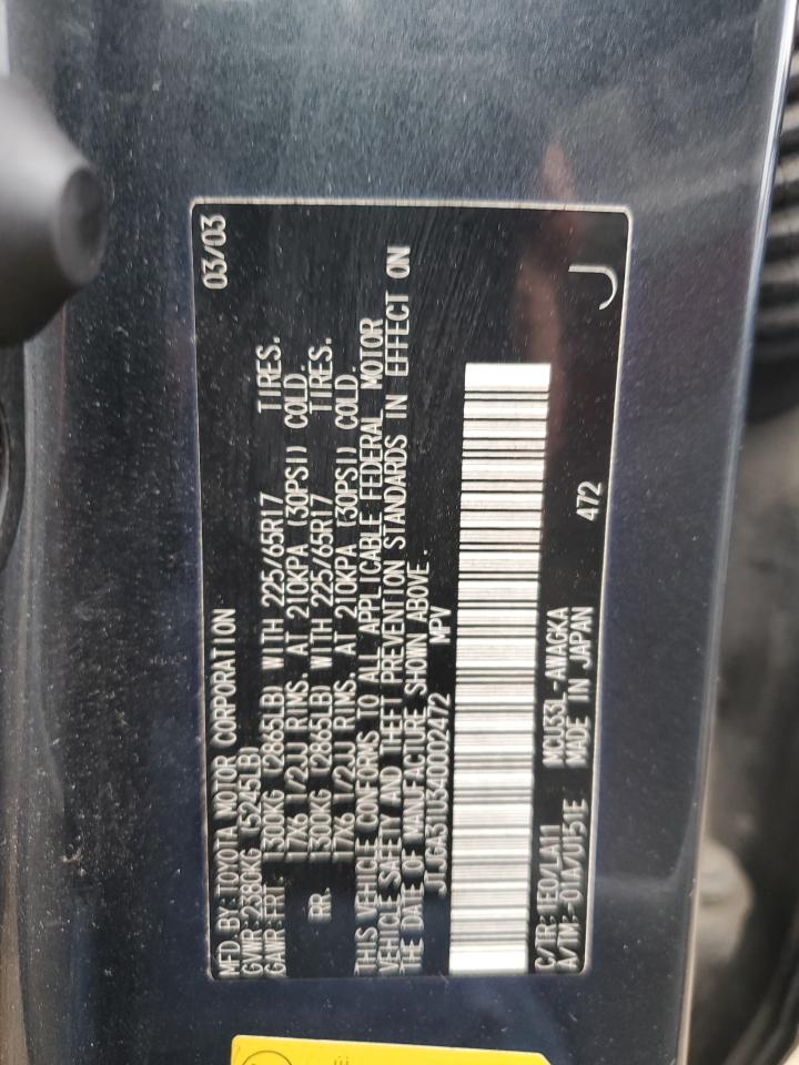 2004 Lexus Rx 330 VIN: JTJGA31U340002472 Lot: 89519895