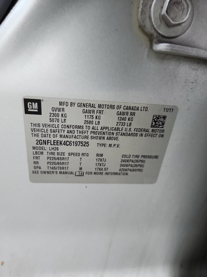 2012 Chevrolet Equinox Lt VIN: 2GNFLEEK4C6197525 Lot: 82302265