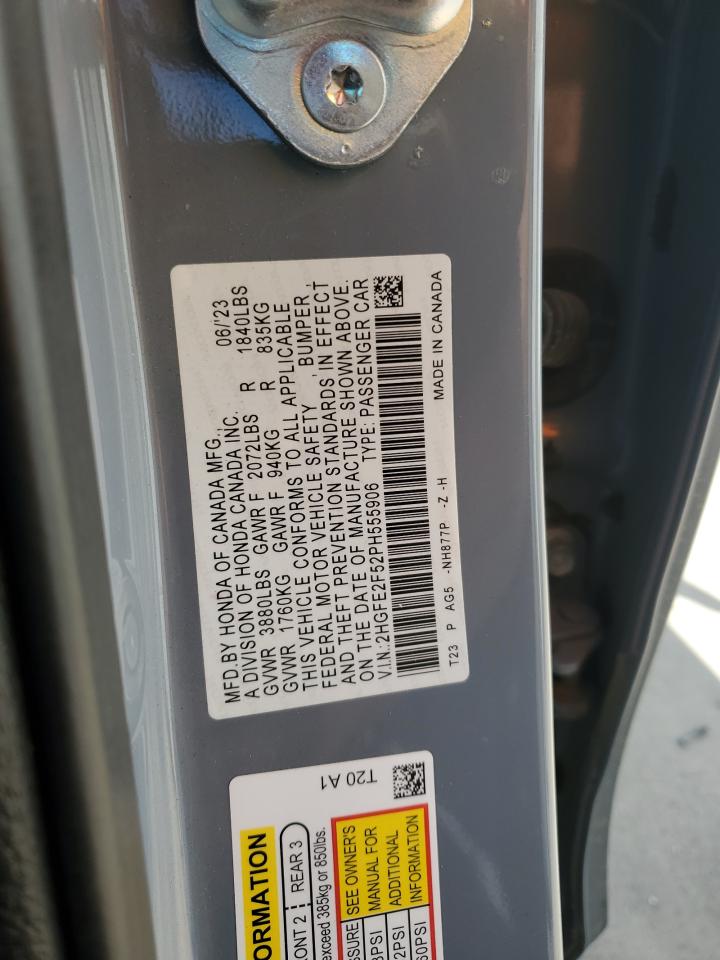 2023 Honda Civic Sport VIN: 2HGFE2F52PH555906 Lot: 85591505