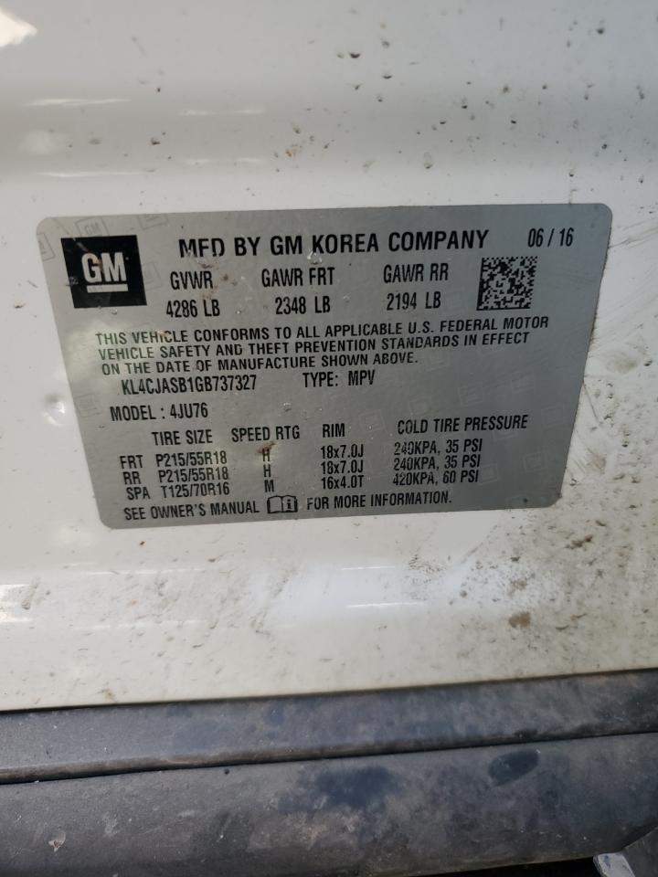 2016 Buick Encore VIN: KL4CJASB1GB737327 Lot: 84652265