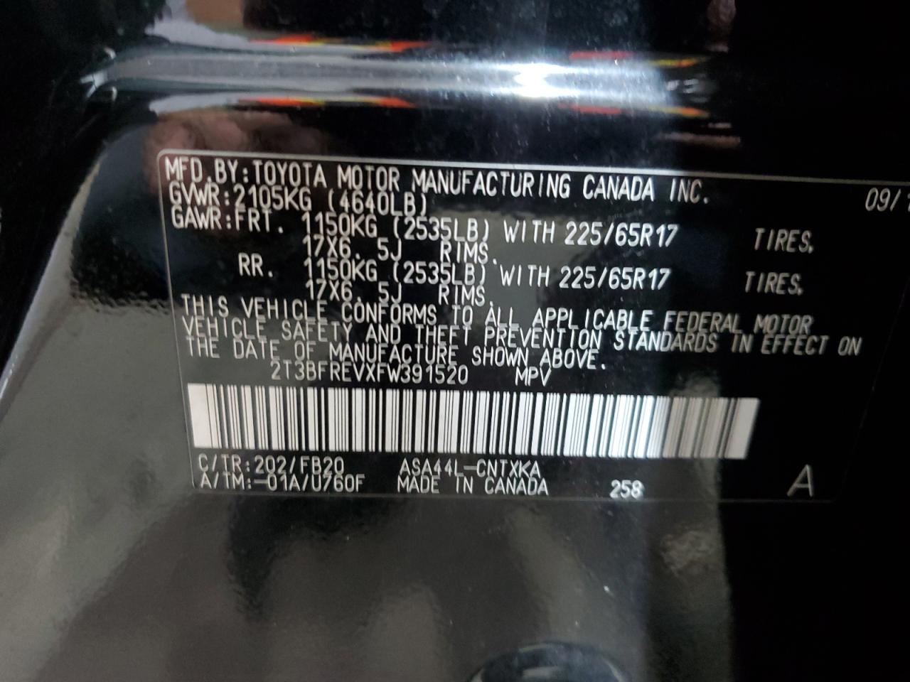 2015 Toyota Rav4 Le VIN: 2T3BFREVXFW391520 Lot: 85883375