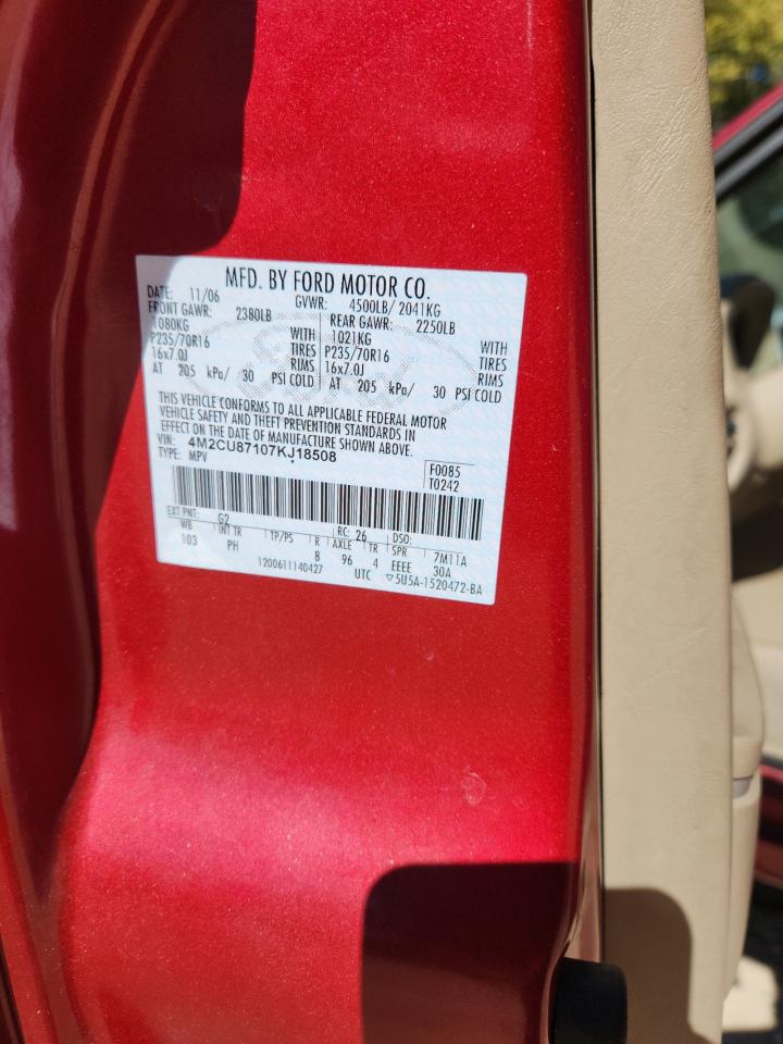 2007 Mercury Mariner Premier VIN: 4M2CU87107KJ18508 Lot: 86491375