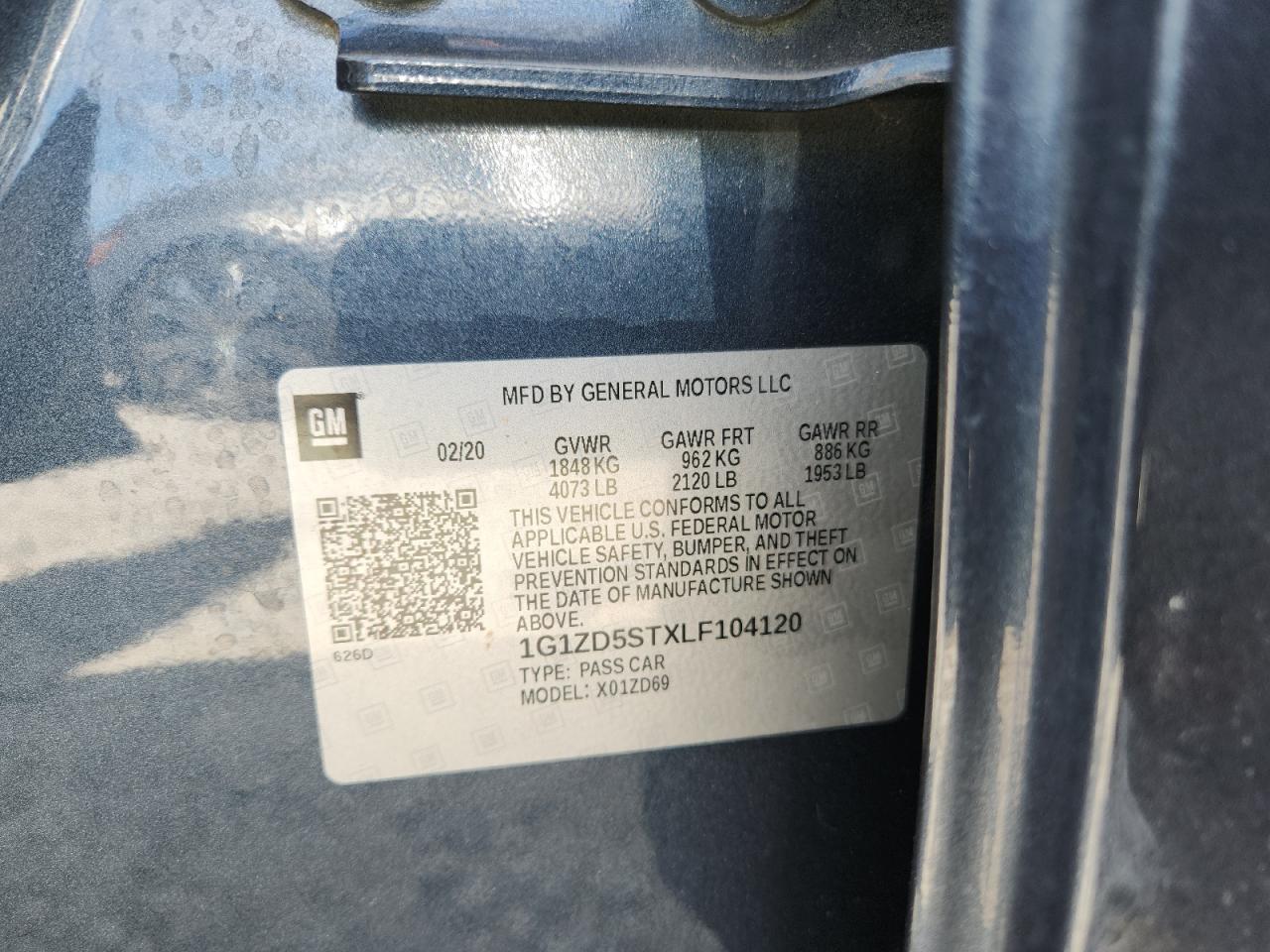 2020 Chevrolet Malibu Lt VIN: 1G1ZD5STXLF104120 Lot: 82206825