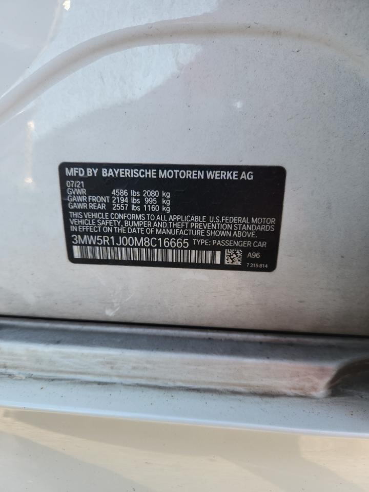 2021 BMW 330I VIN: 3MW5R1J00M8C16665 Lot: 85155285