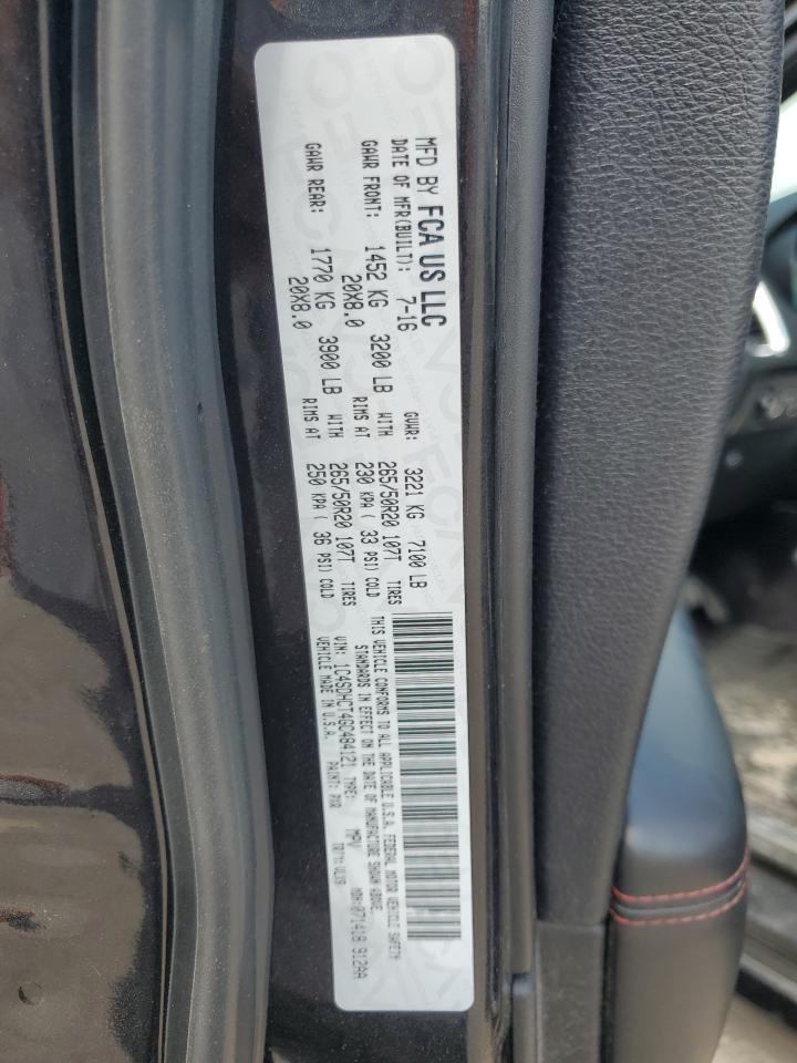 2016 Dodge Durango R/T VIN: 1C4SDHCT4GC484121 Lot: 82569475