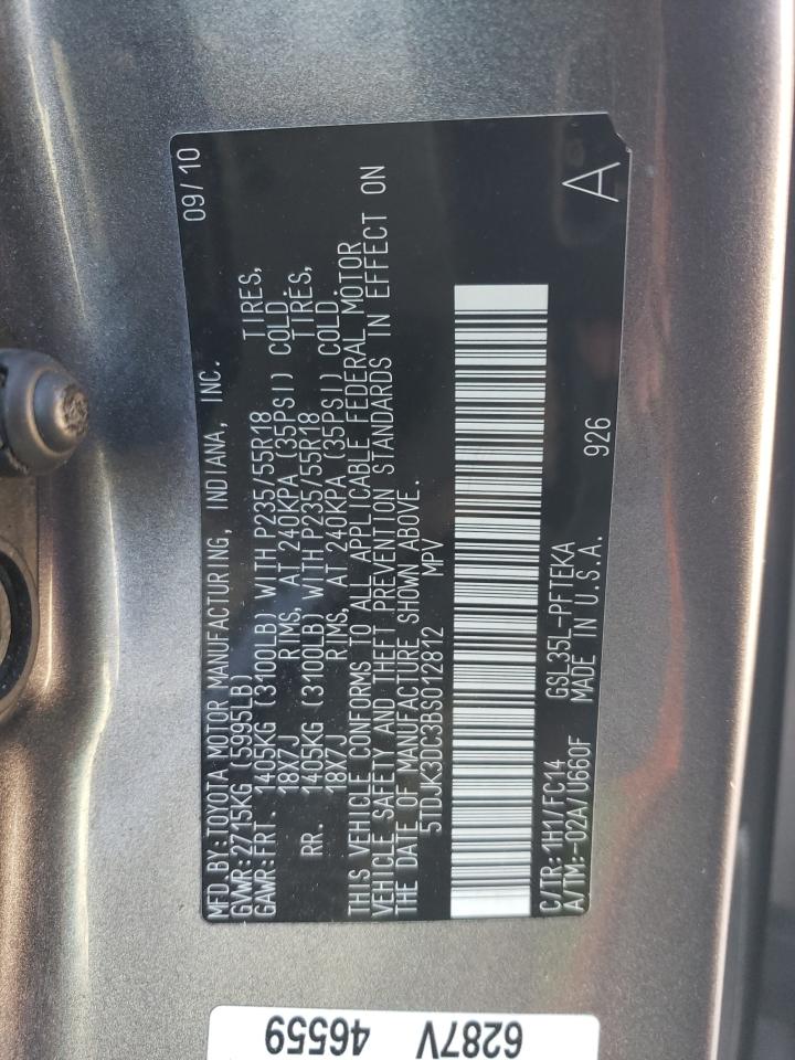 2011 Toyota Sienna Le VIN: 5TDJK3DC3BS012812 Lot: 82311685