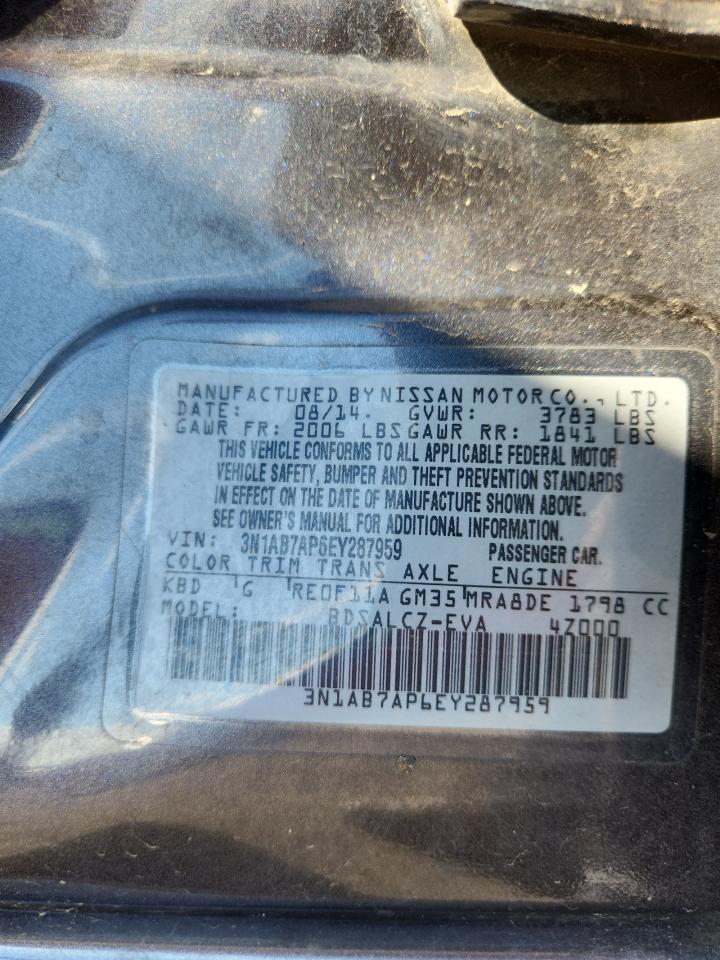 2014 Nissan Sentra S VIN: 3N1AB7AP6EY287959 Lot: 84047705