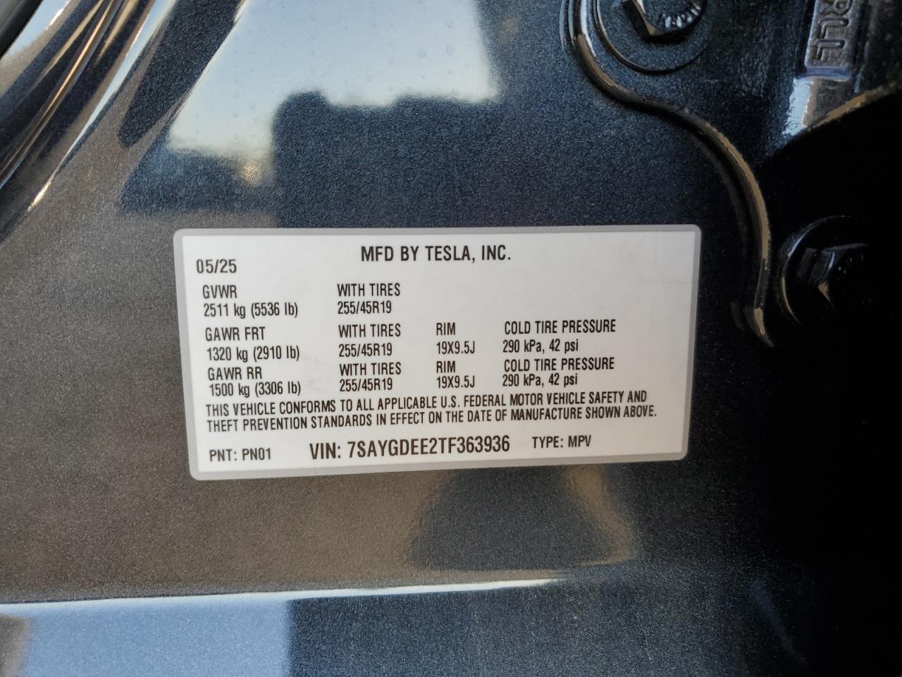 2026 Tesla Model Y VIN: 7SAYGDEE2TF363936 Lot: 87056365