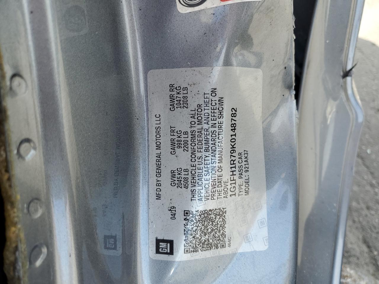 2019 Chevrolet Camaro Ss VIN: 1G1FH1R79K0148782 Lot: 82250705