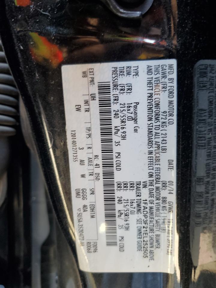 2014 Ford Focus Se VIN: 1FADP3F21EL252505 Lot: 85316655