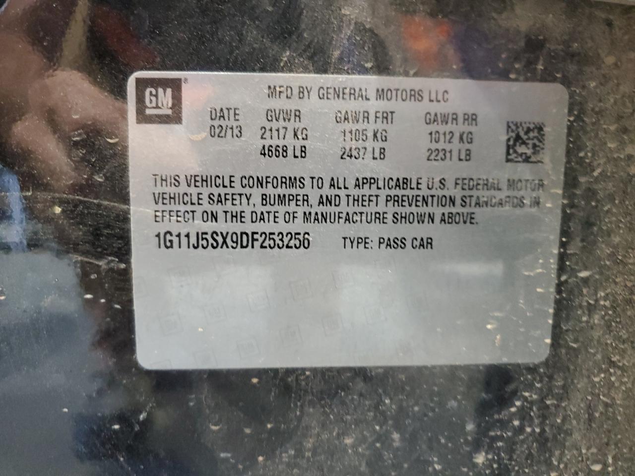 2013 Chevrolet Malibu Ltz VIN: 1G11J5SX9DF253256 Lot: 82009145