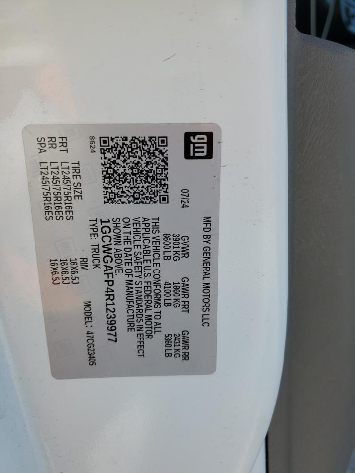 2024 Chevrolet Express G2500 VIN: 1GCWGAFP4R1239977 Lot: 85538355