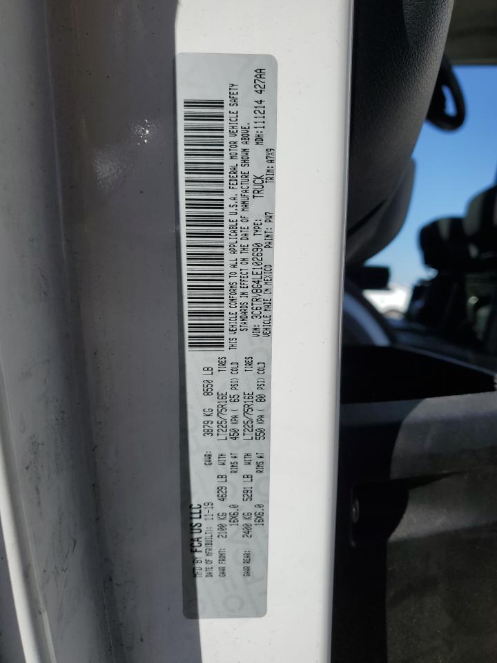 2020 Ram Promaster 1500 1500 High VIN: 3C6TRVBG4LE102690 Lot: 90851415