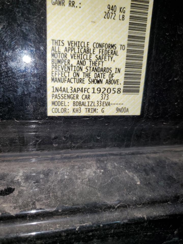 2015 Nissan Altima 2.5 VIN: 1N4AL3AP4FC192058 Lot: 86587145