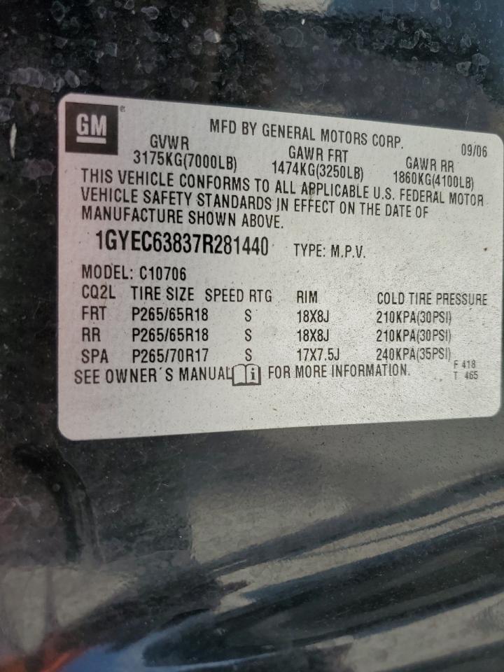 2007 Cadillac Escalade Luxury VIN: 1GYEC63837R281440 Lot: 85368595