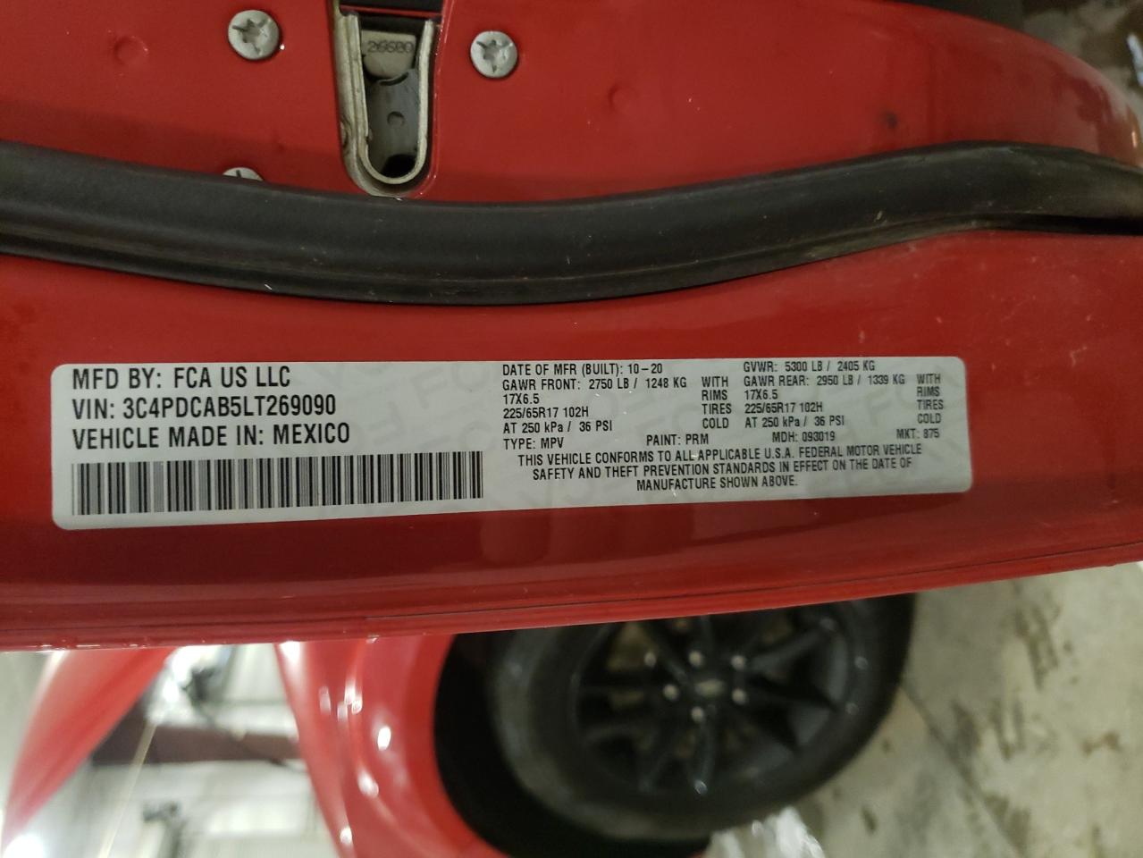 2020 Dodge Journey Se VIN: 3C4PDCAB5LT269090 Lot: 90826185