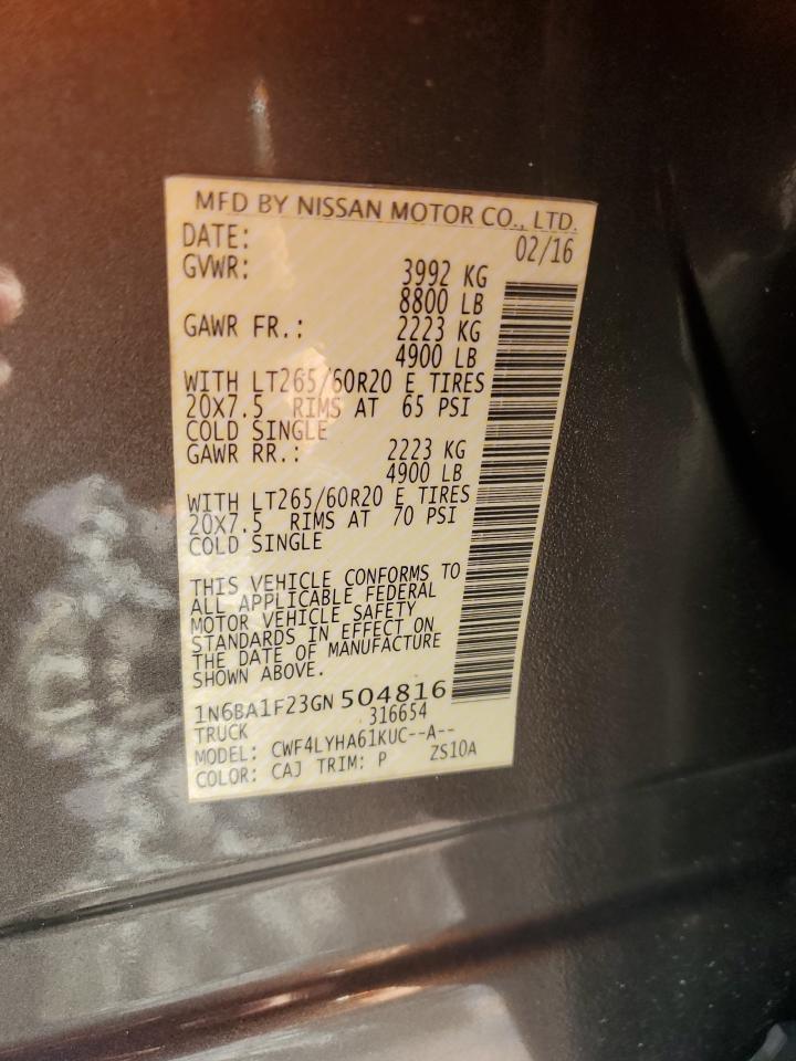 2016 Nissan Titan Xd Sl VIN: 1N6BA1F23GN504816 Lot: 85479135