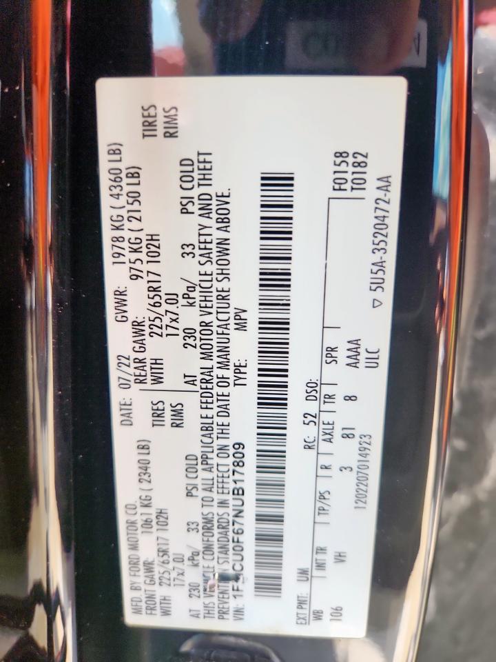 2022 Ford Escape S VIN: 1FMCU0F67NUB17809 Lot: 85699475