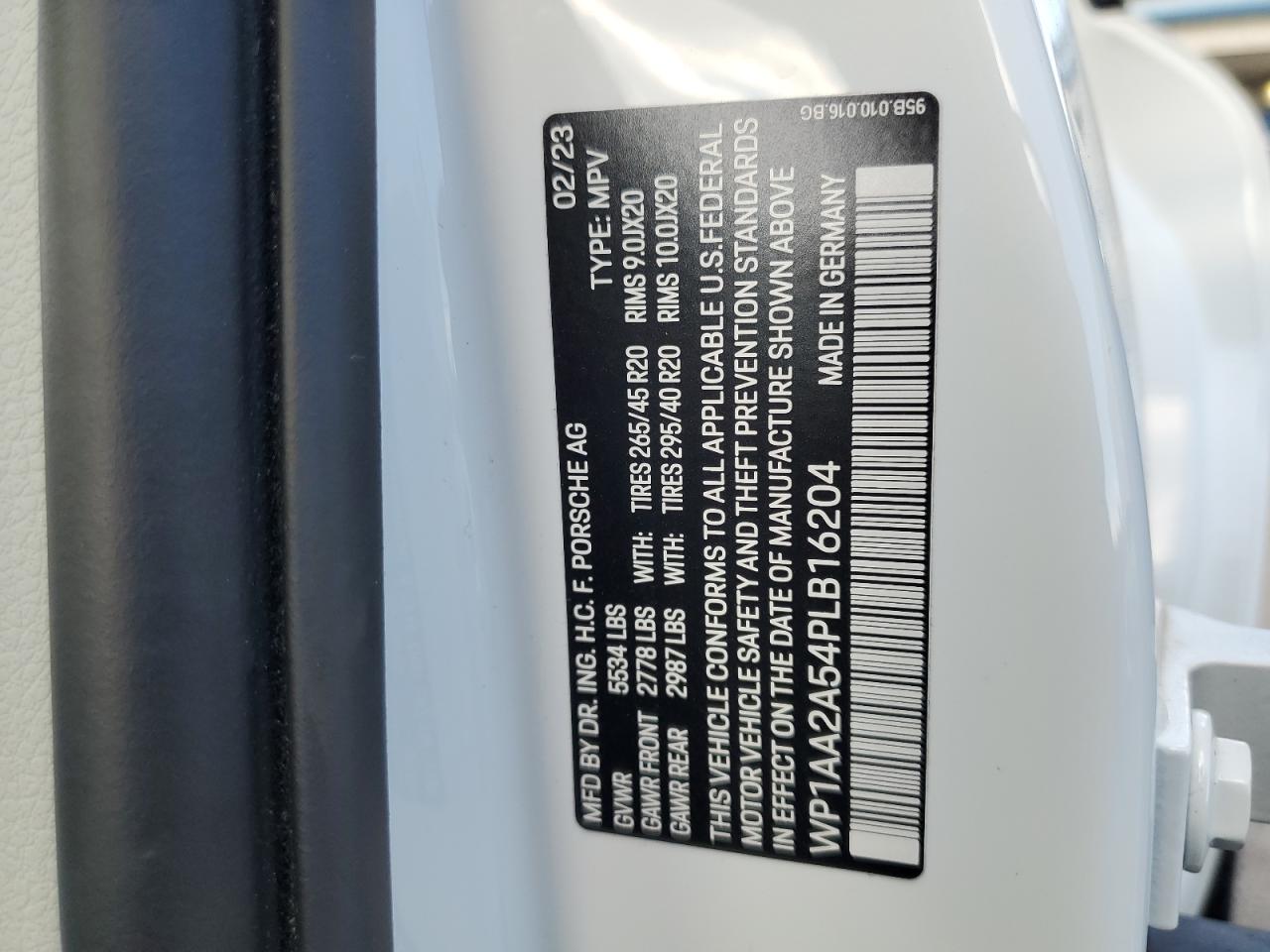 2023 Porsche Macan Base VIN: WP1AA2A54PLB16204 Lot: 85569245