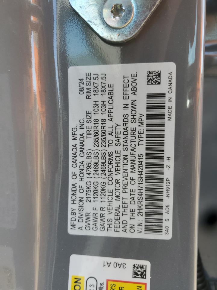 2025 Honda Cr-V Exl VIN: 2HKRS4H71SH420415 Lot: 84656455