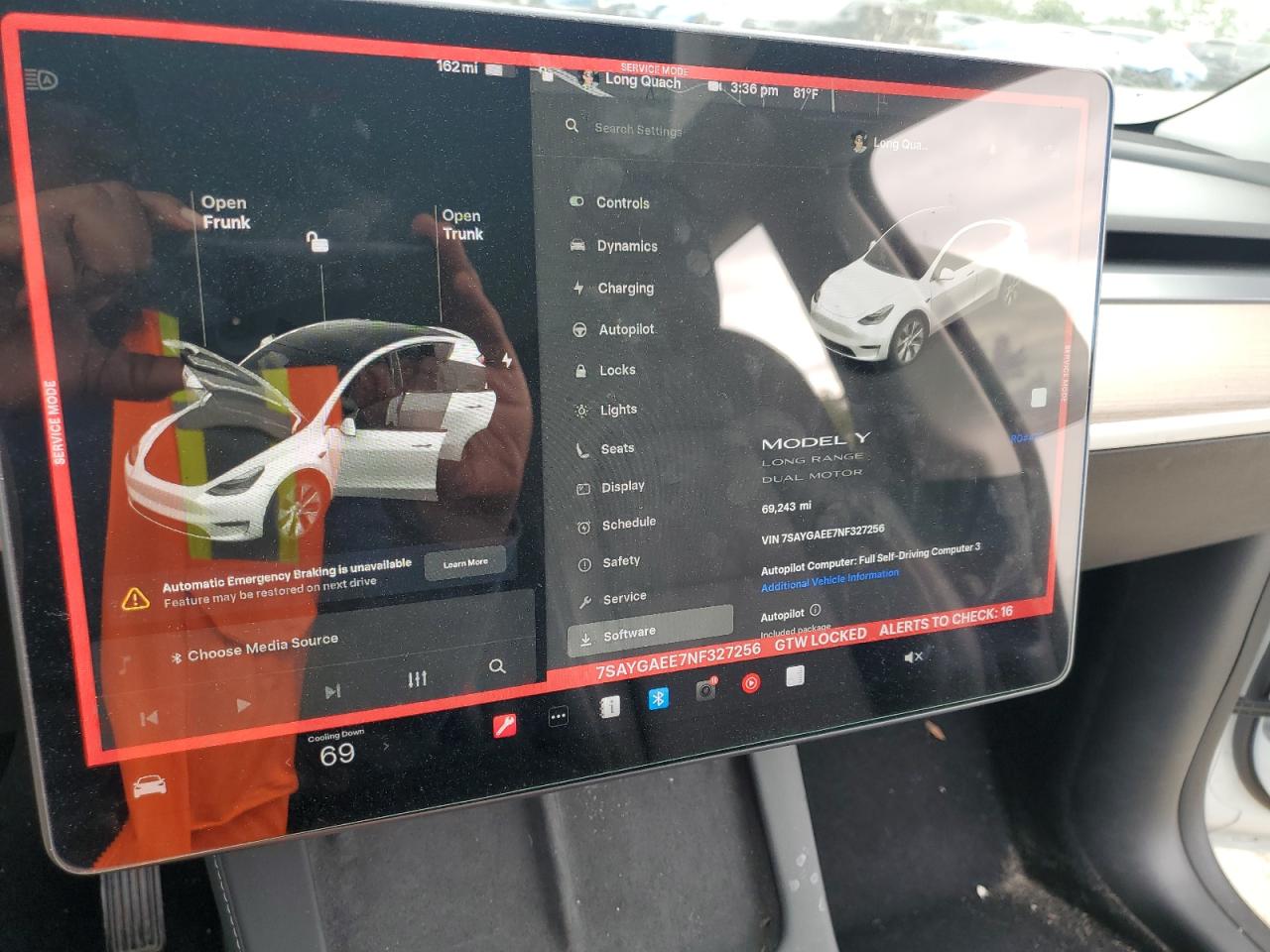 2022 Tesla Model Y VIN: 7SAYGAEE7NF327256 Lot: 85566075