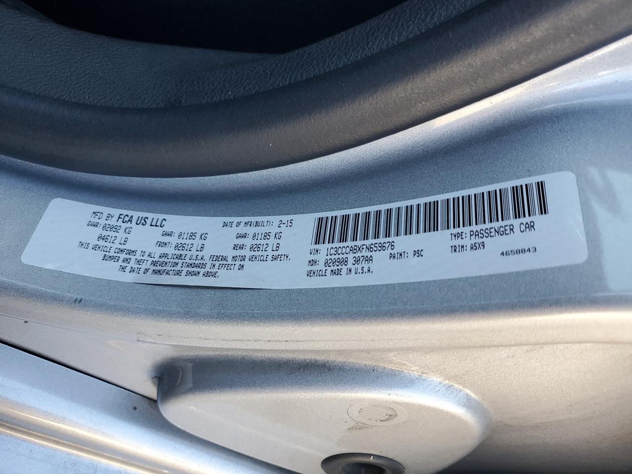 2015 Chrysler 200 Limited VIN: 1C3CCCABXFN659676 Lot: 90450365