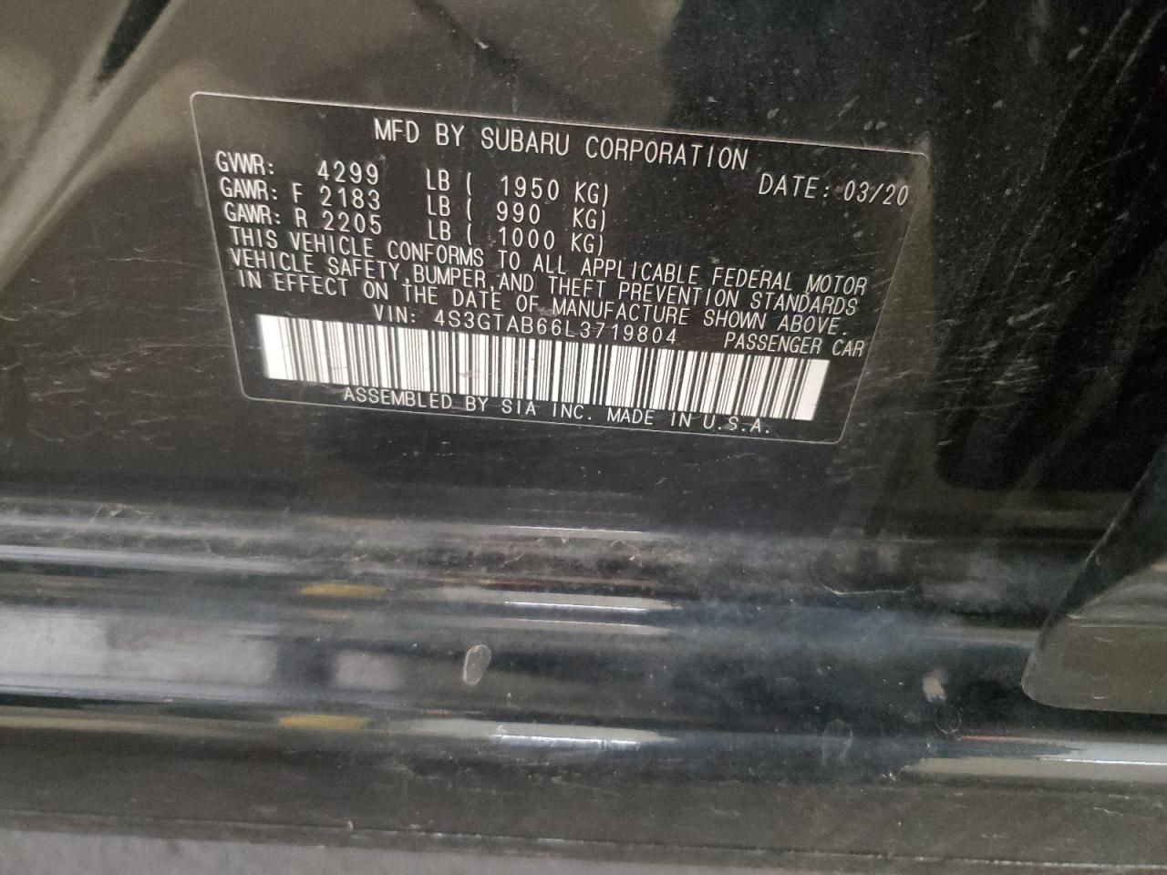 2020 Subaru Impreza VIN: 4S3GTAB66L3719804 Lot: 82251405