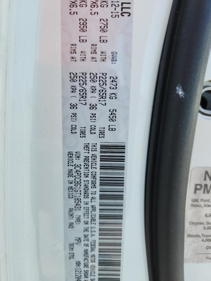 2016 Dodge Journey Sxt VIN: 3C4PDCBG1GT185431 Lot: 86262125