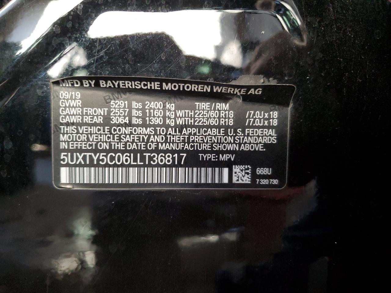 2020 BMW X3 xDrive30I VIN: 5UXTY5C06LLT36817 Lot: 85755775
