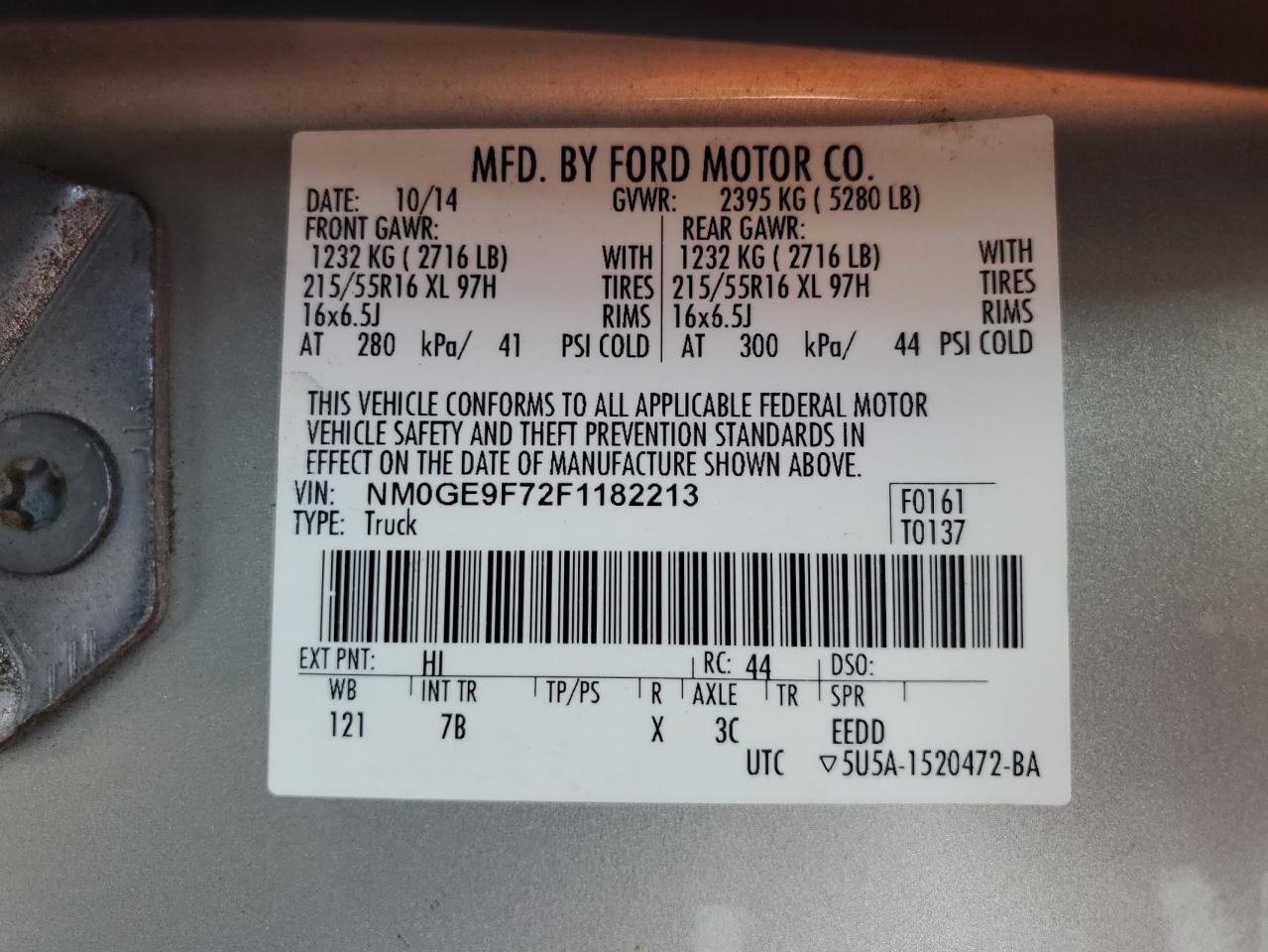 2015 Ford Transit Connect Xlt VIN: NM0GE9F72F1182213 Lot: 87391125