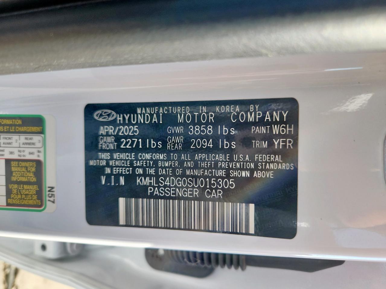 2025 Hyundai Elantra Sel VIN: KMHLS4DG0SU015305 Lot: 85099045