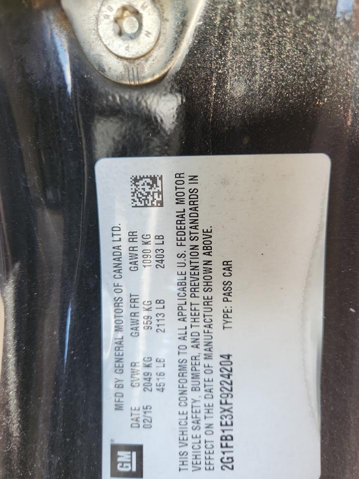 2015 Chevrolet Camaro Ls VIN: 2G1FB1E3XF9224204 Lot: 84856105