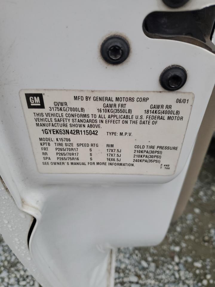 2002 Cadillac Escalade Luxury VIN: 1GYEK63N42R115042 Lot: 82702945