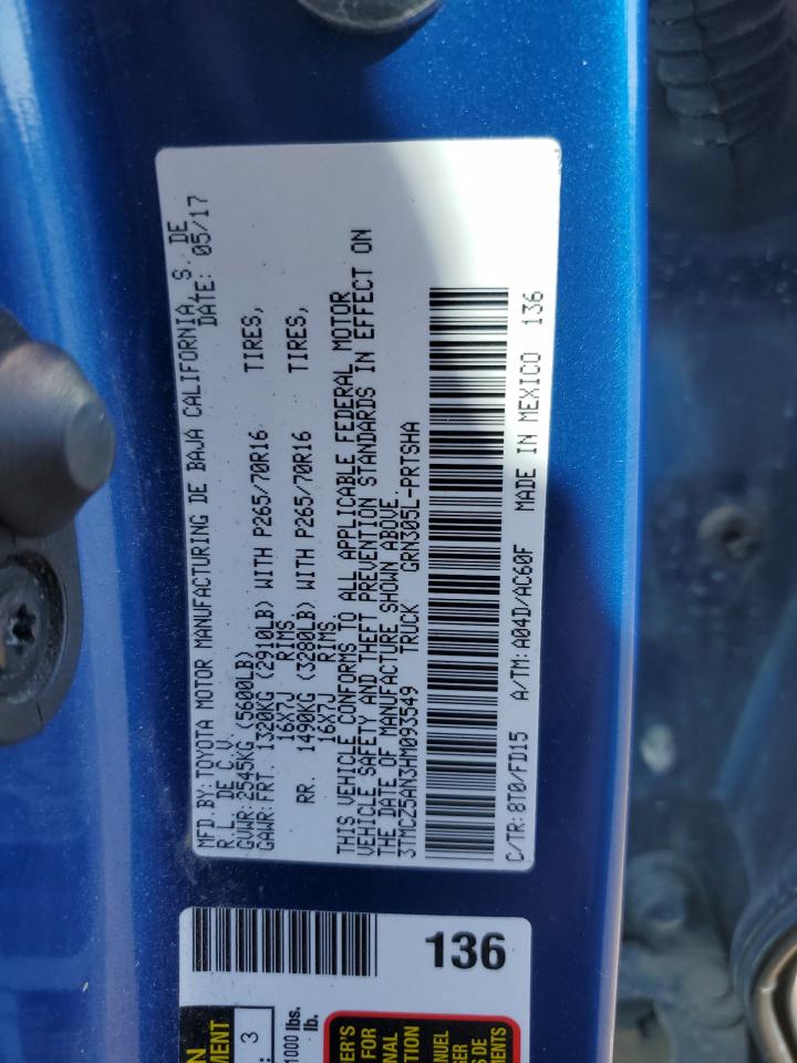 2017 Toyota Tacoma Double Cab VIN: 3TMCZ5AN3HM093549 Lot: 84778365