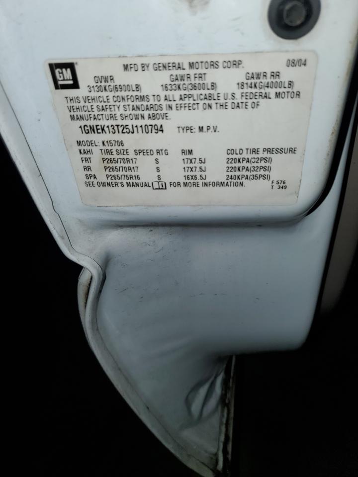 2005 Chevrolet Tahoe K1500 VIN: 1GNEK13T25J110794 Lot: 90243515