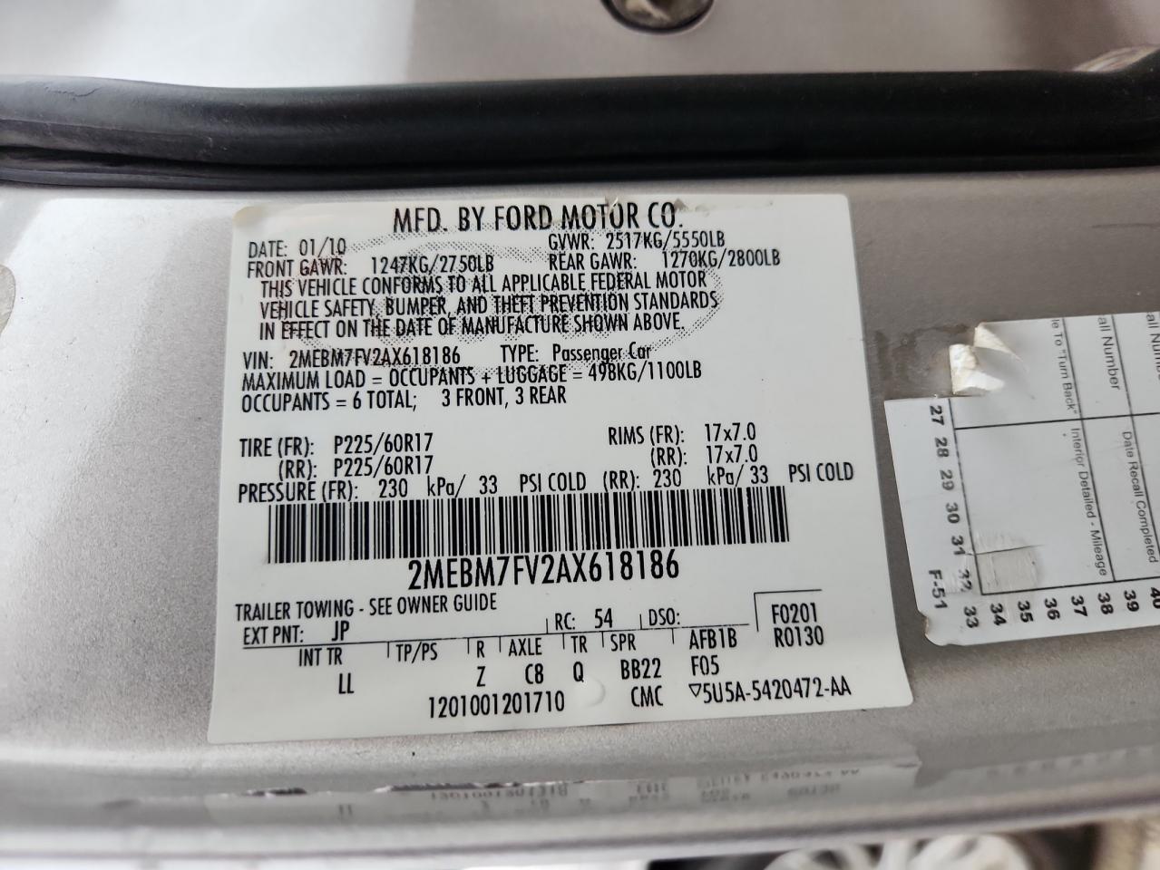 2010 Mercury Grand Marquis Ls VIN: 2MEBM7FV2AX618186 Lot: 82716805