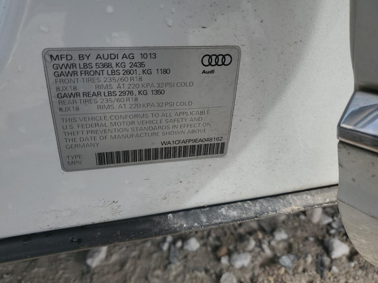 2014 Audi Q5 Premium VIN: WA1CFAFP9EA048162 Lot: 82620065