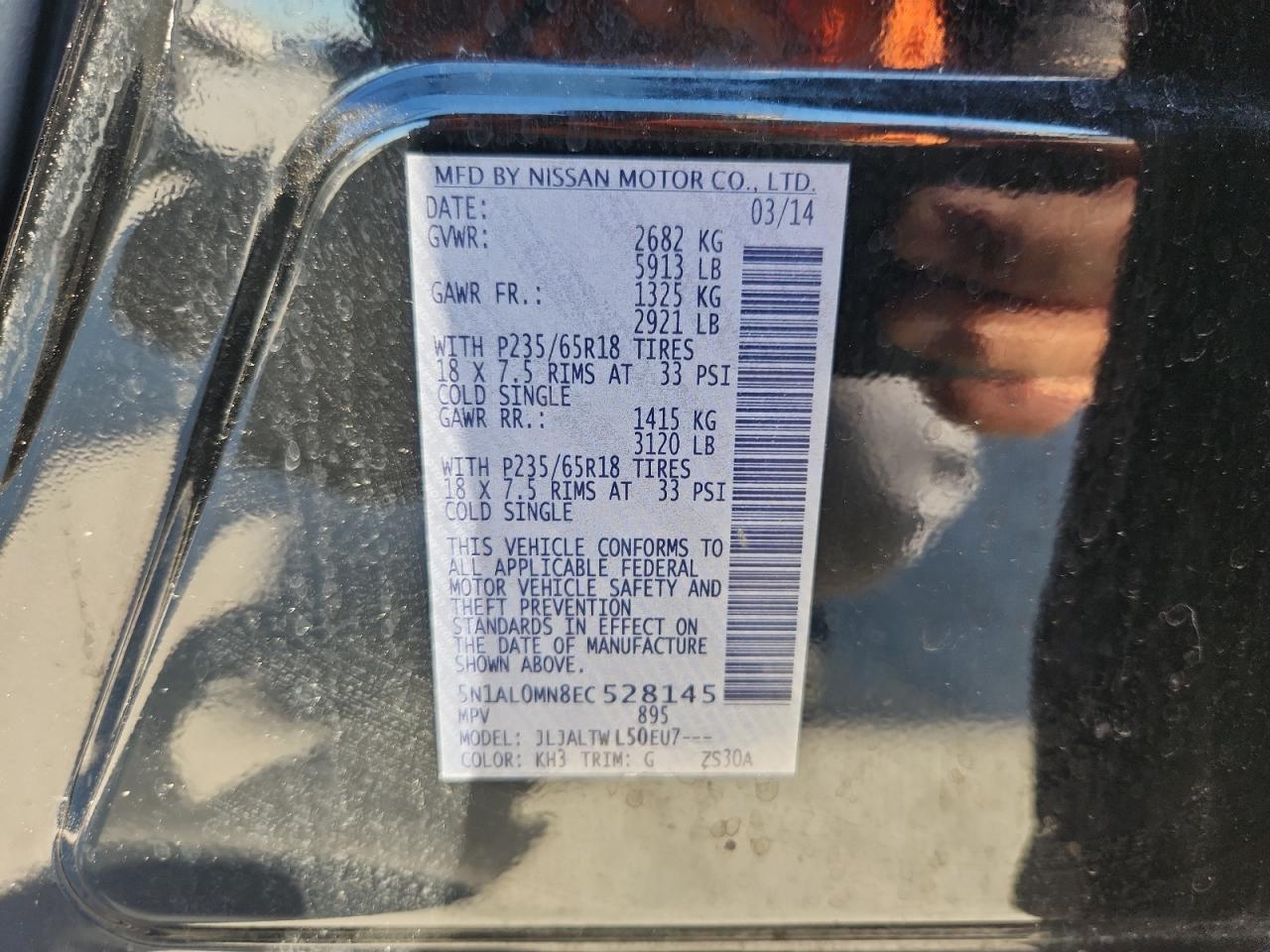 2014 Infiniti Qx60 VIN: 5N1AL0MN8EC528145 Lot: 86863205