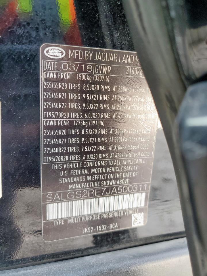 2018 Land Rover Range Rover Supercharged VIN: SALGS2RE7JA500311 Lot: 82431645