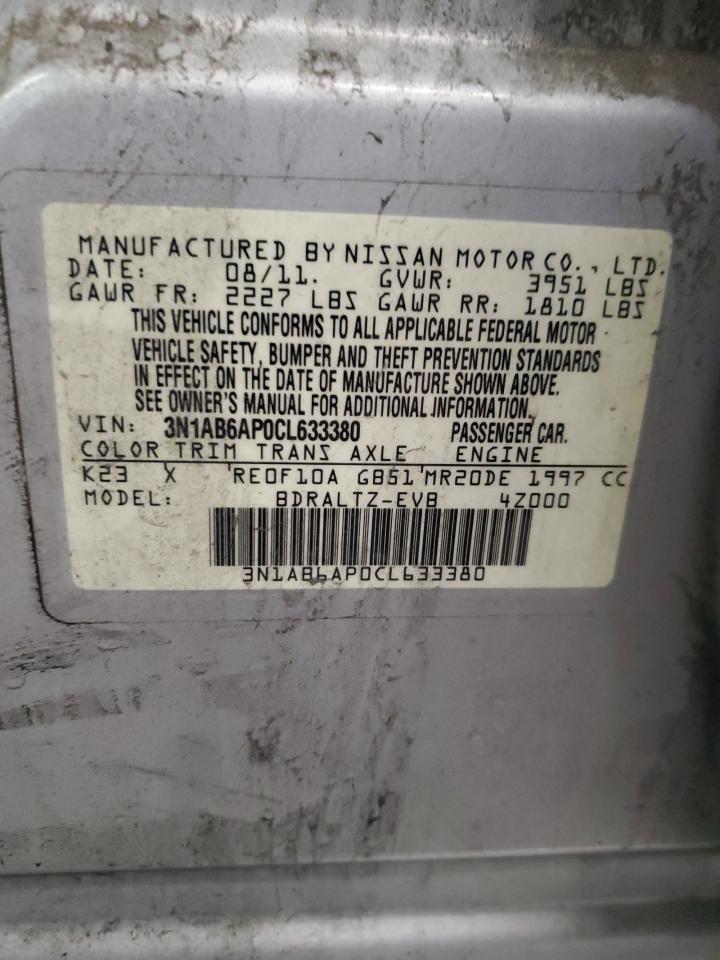 2012 Nissan Sentra 2.0 VIN: 3N1AB6AP0CL633380 Lot: 85671455