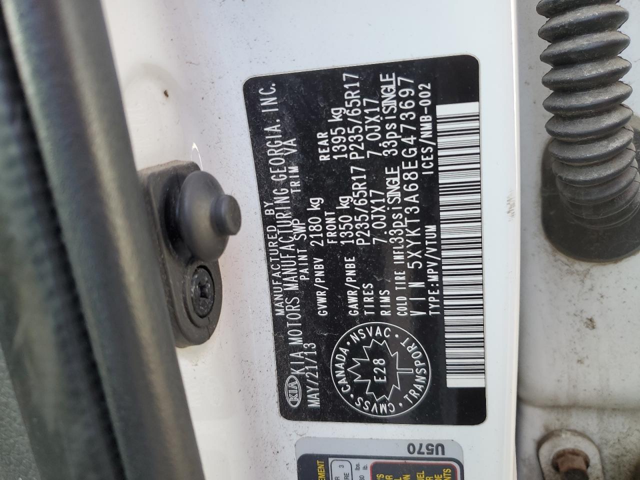 2014 Kia Sorento Lx VIN: 5XYKT3A68EG473697 Lot: 81850885