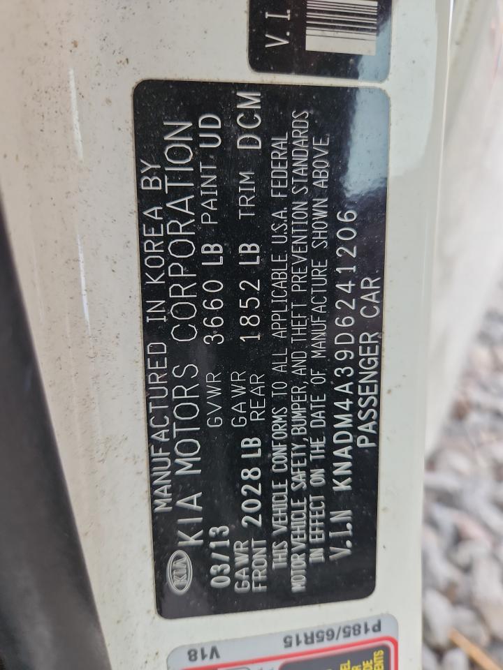 2013 Kia Rio Lx VIN: KNADM4A39D6241206 Lot: 69783215