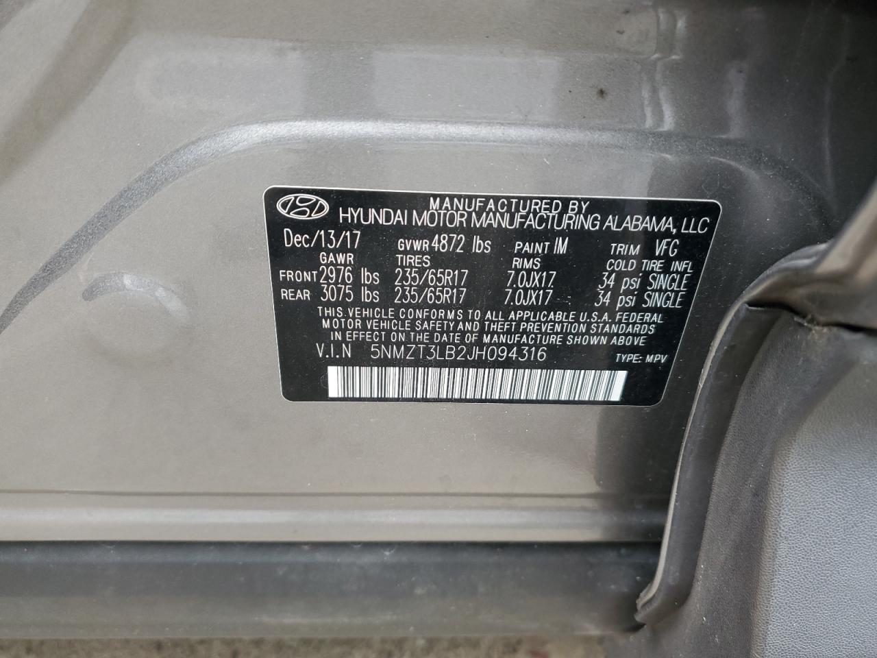 2018 Hyundai Santa Fe Sport VIN: 5NMZT3LB2JH094316 Lot: 86114535