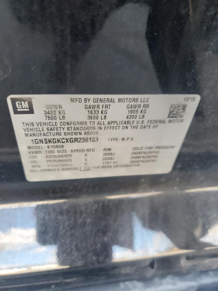 2016 Chevrolet Suburban K1500 Ls VIN: 1GNSKGKCXGR238163 Lot: 82421335